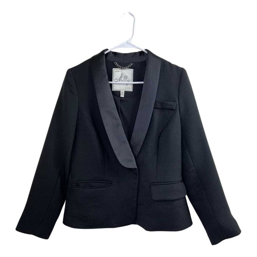 Milly of New York Wool and Lambskin Blazer